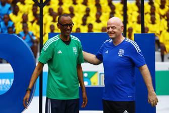 Paul Kagame and FIFA president Gianni Infantino