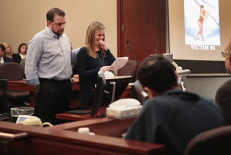 Two people attending a hearing